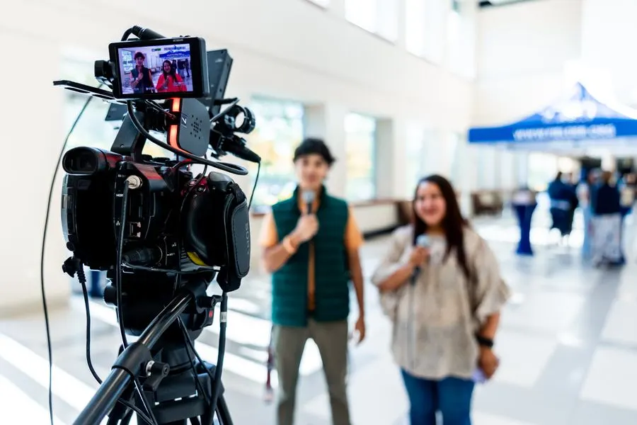 Professional video camera on set