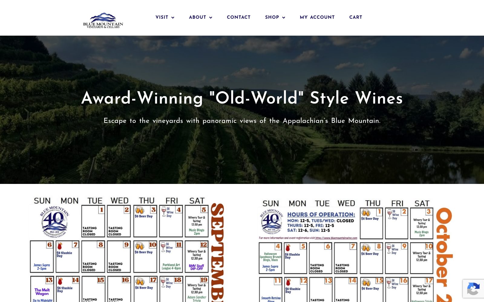 bluemountainwine.com — Blue Mountain Vineyards & Cellars website by Blissbranding on desktop