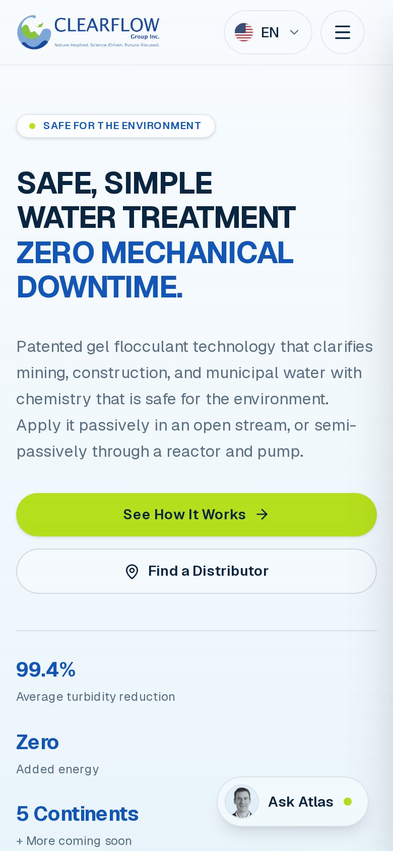 clearflowgroup.com homepage on mobile