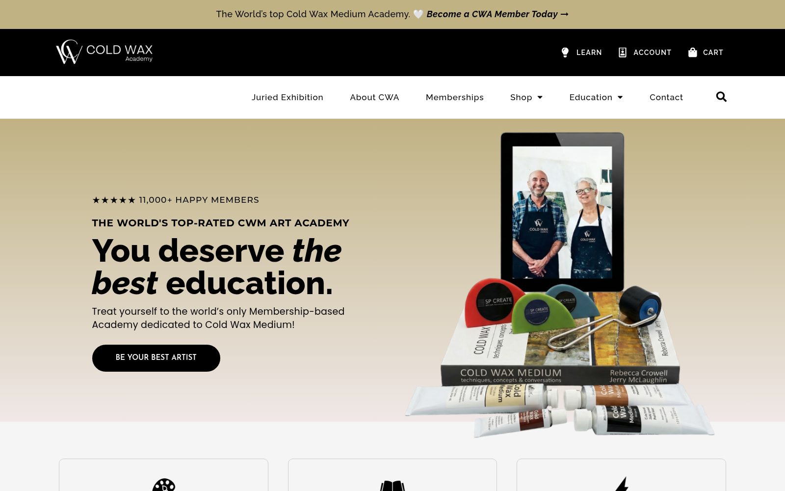 coldwaxacademy.com — Cold Wax Academy website by Blissbranding on desktop